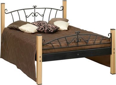 Kovová postel ALTEA 0473 s masivními prvky