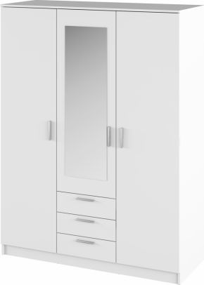 Bílá šatní skříň se zrcadlem Ambidecor